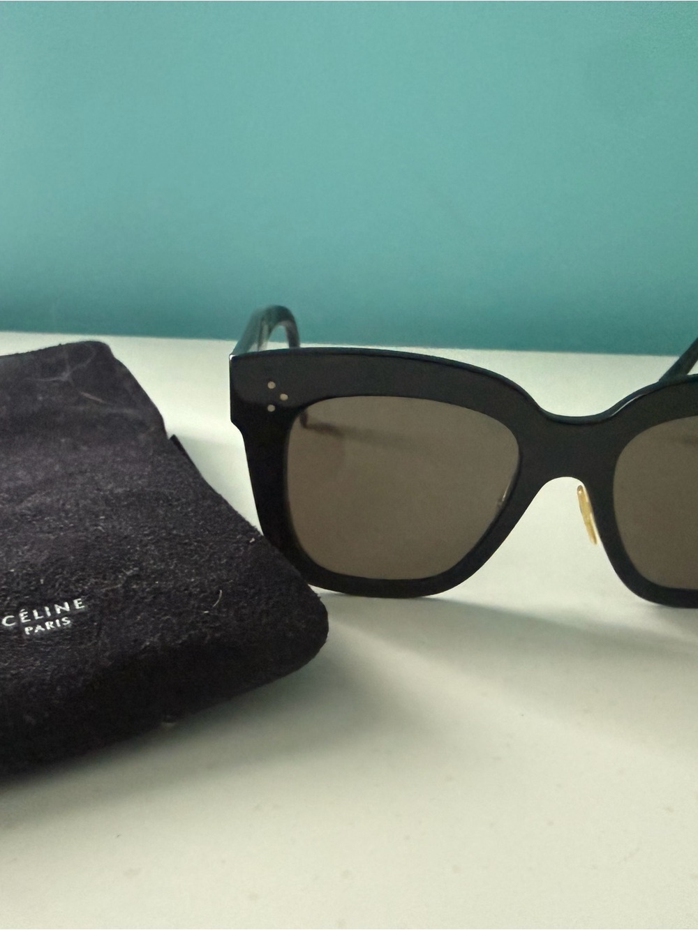 Celine Black Oversized Square Sunglasses with Gold Accent - Picture 4 of 4
